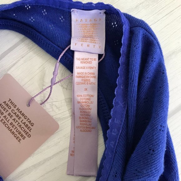 SAVAGE X FENTY Blue Long Sleeve Scoop Back Cropped Sleepwear Top NWT Size 2X - Picture 7 of 11